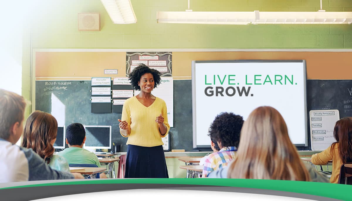 feature: woman teaching a classroom