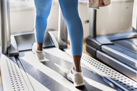 Woman walking on treadmill